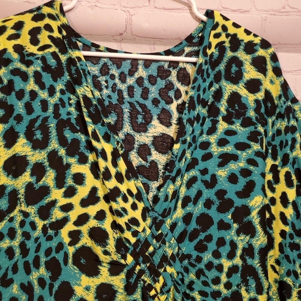 Leopard Print Bikini Coverup Over Size Cover Up Colorful Kaftan Dress - Picture 2 of 2